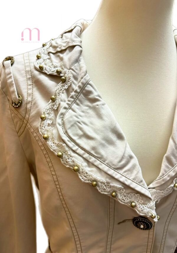 Veste beige à détails perlés - Taille S (36/38) - Image 3