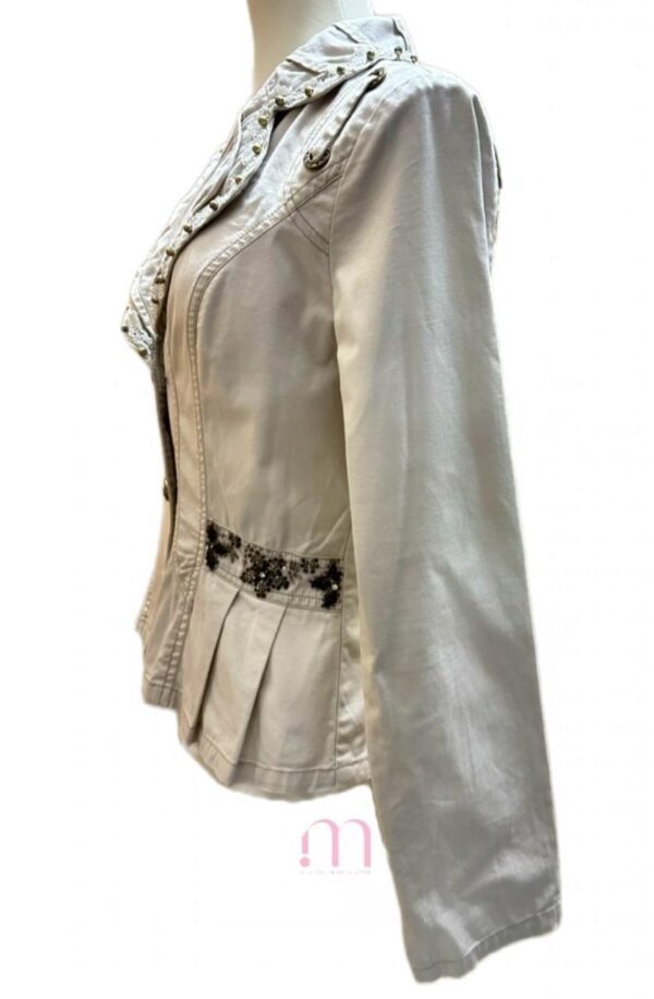 Veste beige à détails perlés - Taille S (36/38) - Image 7