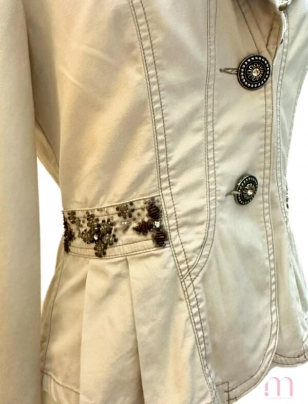 Veste beige à détails perlés - Taille S (36/38) - Image 6
