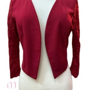 Veste élégante bordeaux manches dentelle - Taille S 