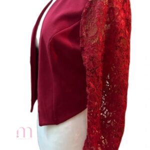 Alternative view of Veste élégante bordeaux manches dentelle - Taille S 