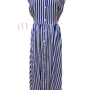 Alternative view of Longue robe sans manches à rayures bleues - Taille S