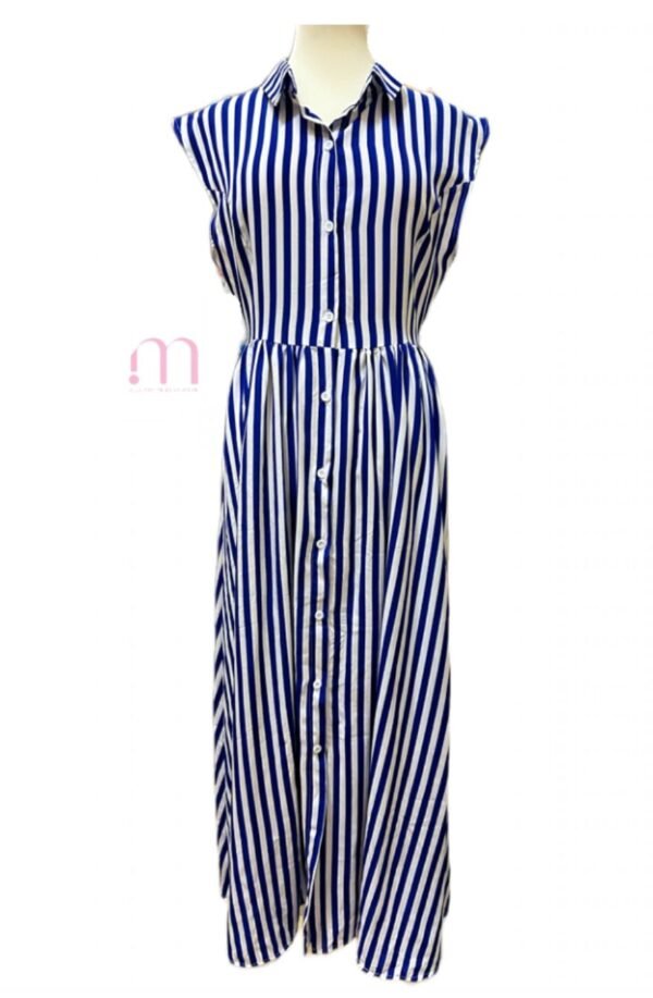 Longue robe sans manches à rayures bleues - Taille S - Image 2
