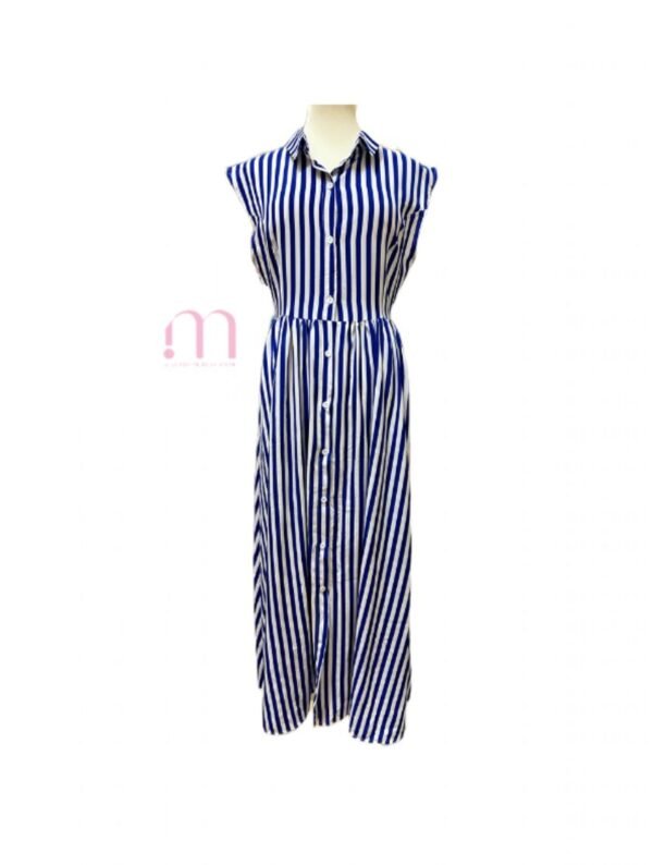 Longue robe sans manches à rayures bleues - Taille S - Image 4