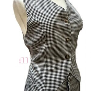 Alternative view of Ensemble pantalon + blazer sans manches à carreaux - Taille XL / 44