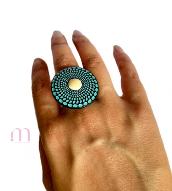Bague ronde turquoise