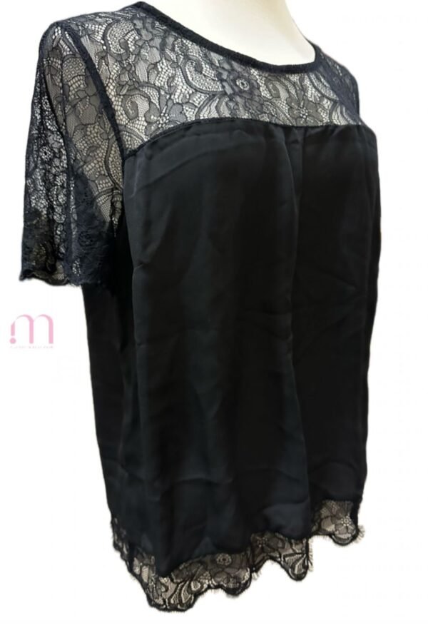 Haut Noir avec Dentelle - Taille EUR 44 /XL - Image 3