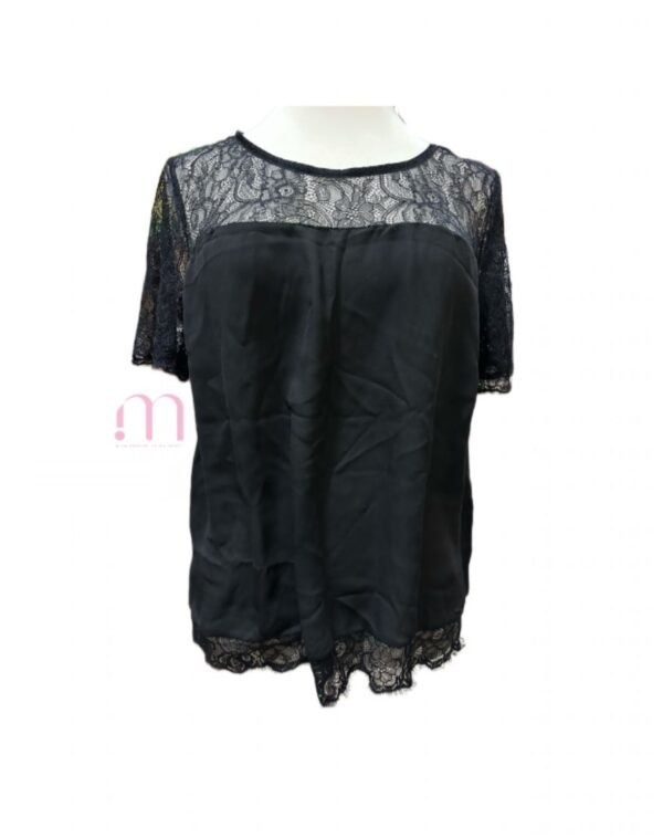 Haut Noir avec Dentelle - Taille EUR 44 /XL