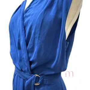 Alternative view of Robe style cache-cœur bleu royal avec ceinture - Taille EUR42 /M