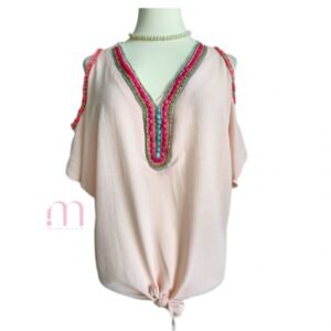 Haut Rosé avec Perles - Neuf - Taille L/XL